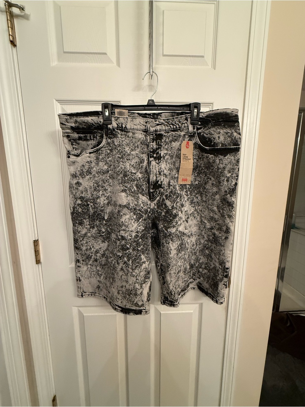 Levi's Black & Gray Acid-Wash Denim Shorts